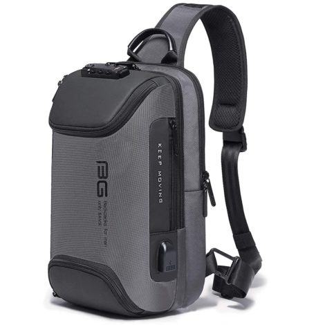 BANGE Waterproof Anti -thief Password Zipper Lock Crossbody Bag with USB Charging Chest bag Shoulder Bag Sling Bag