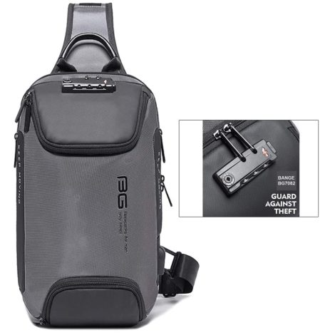 BANGE Waterproof Anti -thief Password Zipper Lock Crossbody Bag with USB Charging Chest bag Shoulder Bag Sling Bag_2