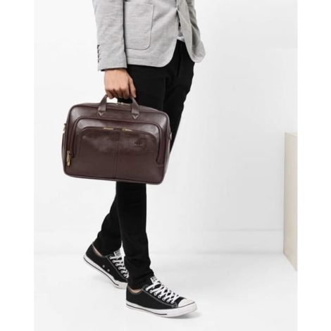 The Clownfish Faux Leather Expandable 15.6 inch Laptop Messenger Bag Briefcase_2 Medium