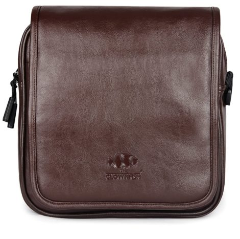 The Clownfish Leatherette Brown Messenger Bag